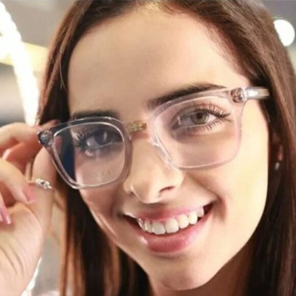 Gucci GG0184O 013 Eyeglasses Transparent Pink 50mm Square Frame - Picture 3 of 12